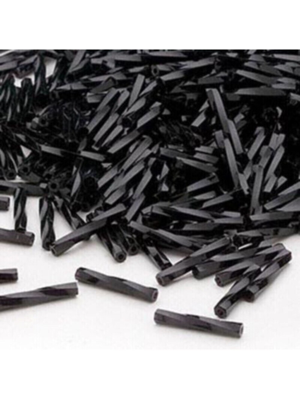 Bulk Japanese Twisted Hex Cut Glass 12mm Black Tube Beads Miyuki 100 pcs